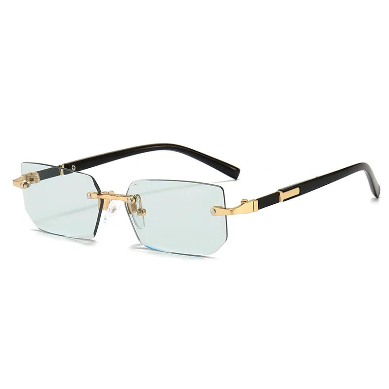 Vintage Rectangle Sunglasses Men New Rimless Fashion Beach Shades Women Trendy Luxury Brand Design Casual Anti-UV Sun Glasses