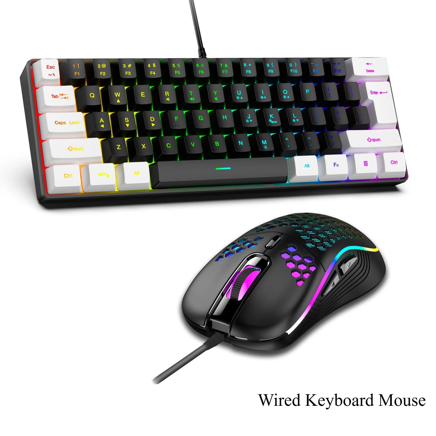 Teclado 61 key RGB Gamer keyboards 60% keyboard teclado para computadora ergonomic tastiera black white mini klavye toetsenbord