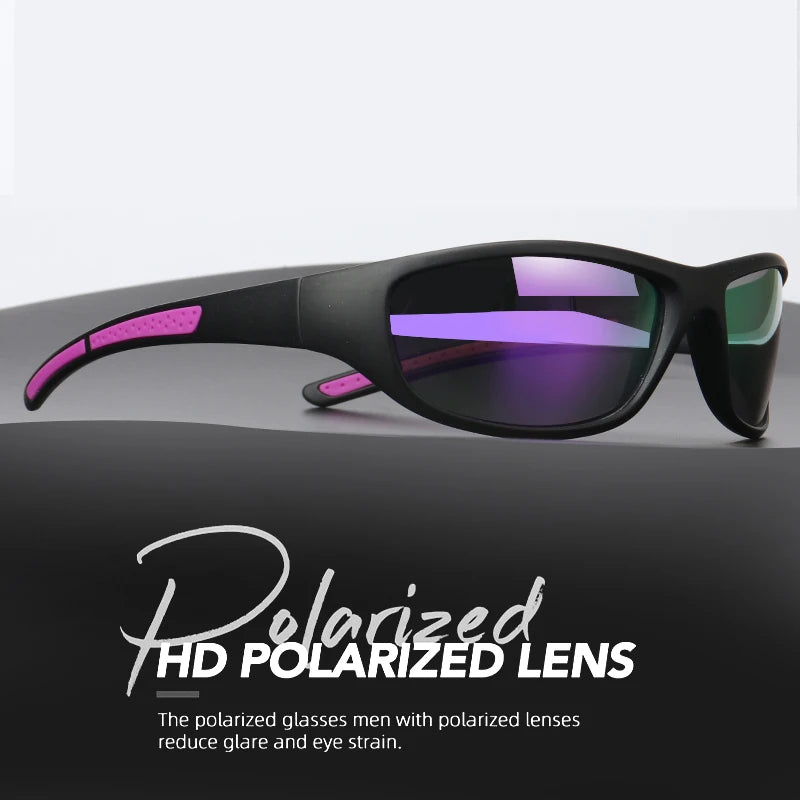 Fashion Polarized Wrap-Around Sports Sunglasses - Luxury Design Soft Temples,Purple/Blue/Red Lenses for Fishing,Hiking,Travel