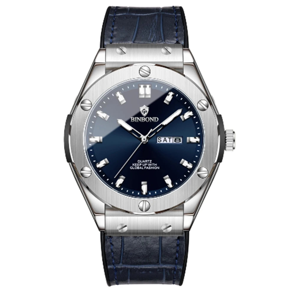 Man New Casual Business Leather Clock Men Luxury Watch Automatic Watches Mens Top Fashion Quartz Wristwatches Relojes De Hombre