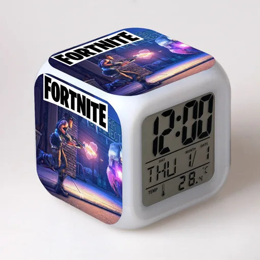 Fortnite-Wecker, niedlich, modisch, im Cartoon-Stil, personalisiert, kreativ, Kawaii, minimalistischer LED-Wecker, Geschenk zum Geburtstag von Freunden