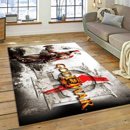 God of War Games Kratos Cartoon 3D Carpet Rug for Bedroom Living Room Home Sofa Decoration,Children Game Large Decor Floor Mat