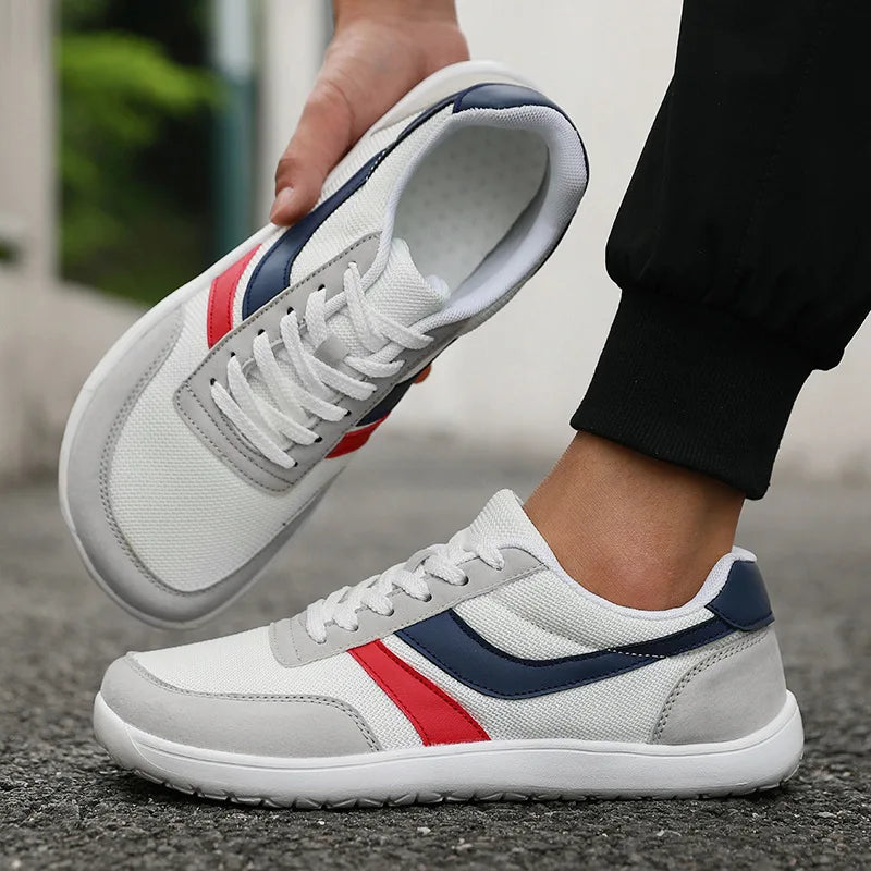 Zapatillas de hombre de puntera ancha, de moda, con suela blanda y horma ancha, calzado informal para exterior, unisex, de malla, tipo «barefoot», tenis de hombre