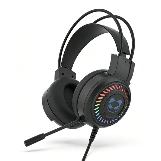 Casque de jeu avec son surround virtuel 7.1, écouteurs filaires avec microphone, éclairage LED, réduction du bruit, écouteurs de jeu pliables pour PC.