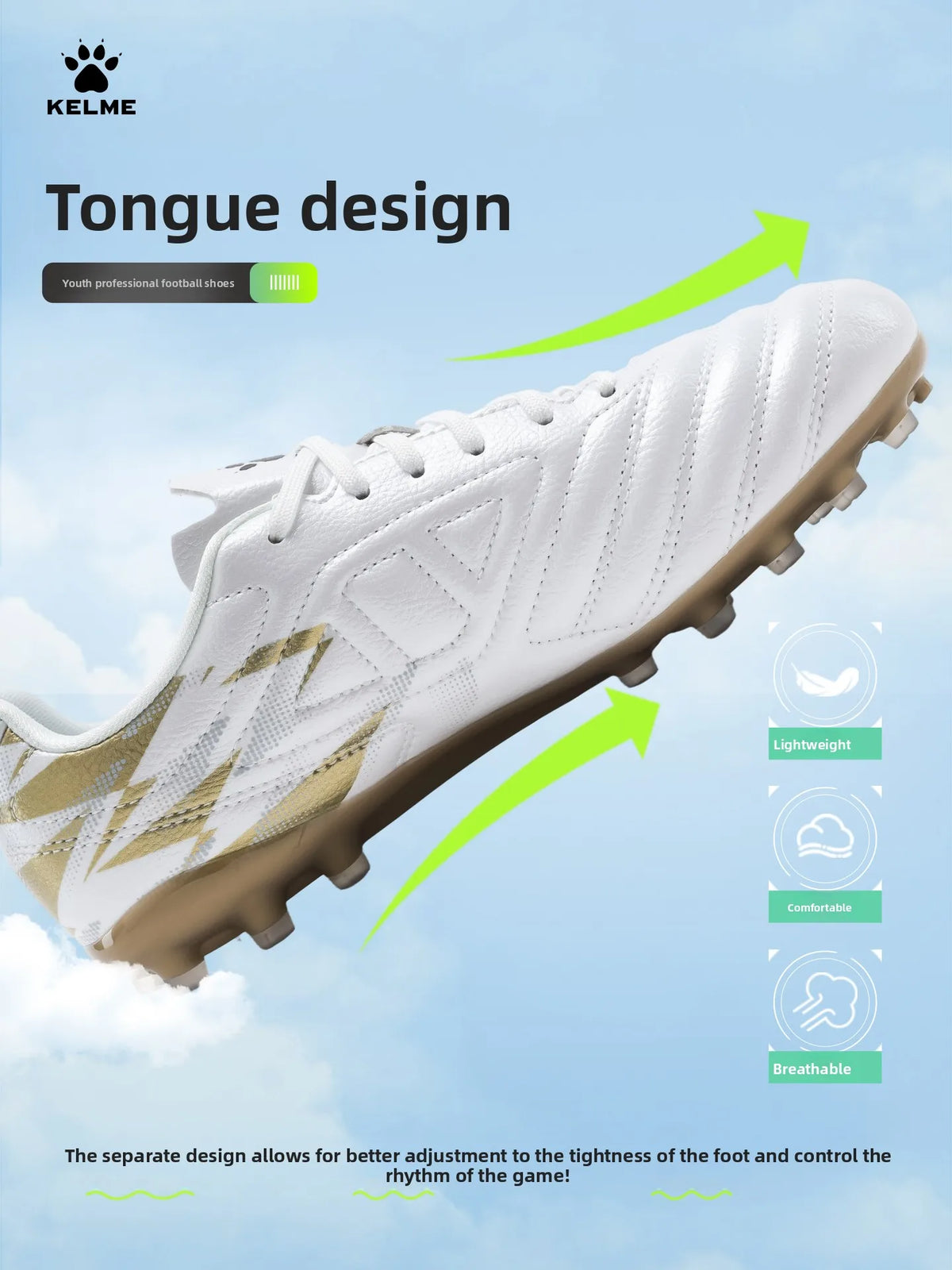 Kelme Men's MG Football Shoes Youth Short Nail Football Shoes Professional Competition Training Shoes Girls' Football Boots