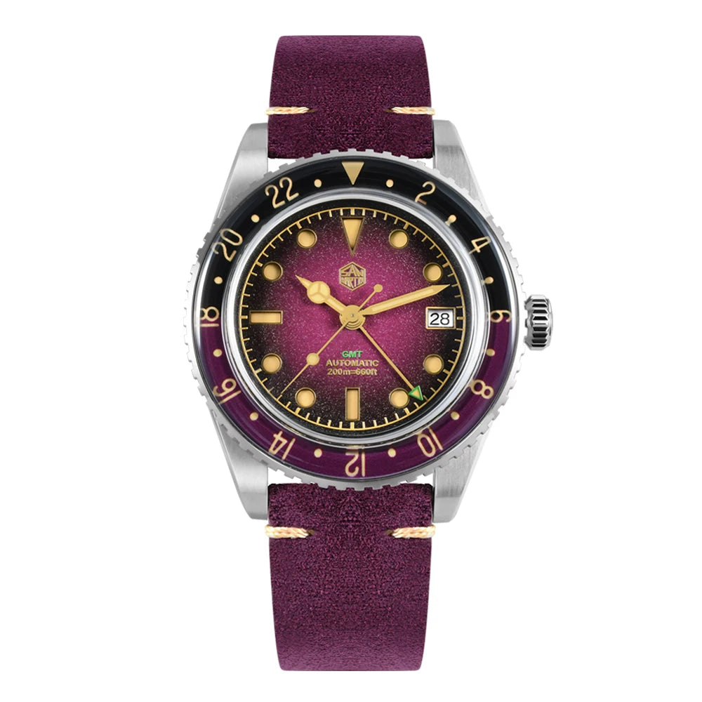 San Martin 2025 Men's Watches, Retro NH34 GMT Sandwich Dial, 40mm Bidirectional Sapphire Bezel, Luxury Sports Watch, 20Bar