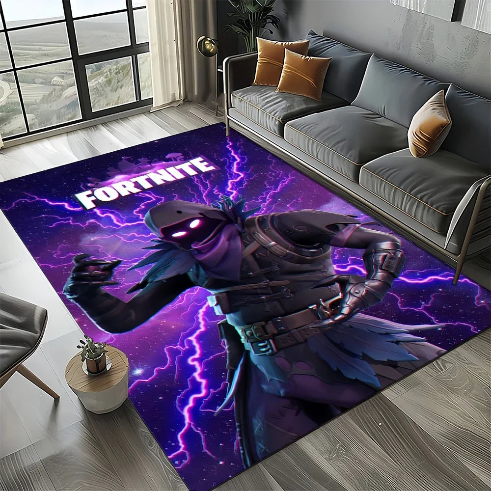 Tapis de jeu 3D F-Fortnite à motif cartoon pour le salon, la chambre, la maison ou la décoration du canapé ; tapis de jeu pour enfants, tapis de sol antidérapant