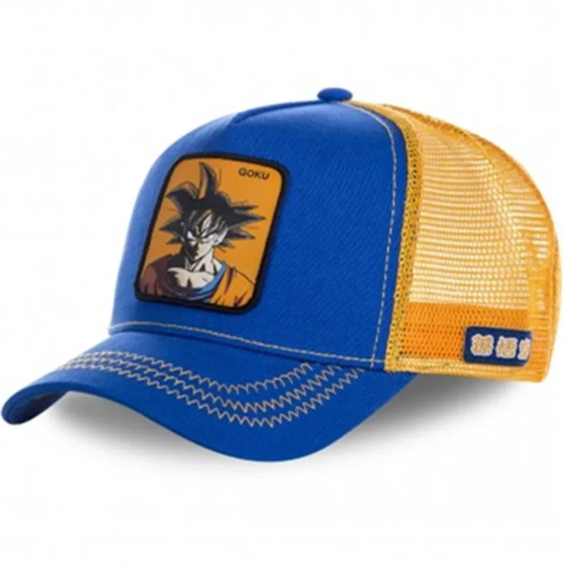 Dragon Ball Buu Goku Cap Summer Travel Peaked Cap Men's Embroidery Hip-Hop Cap Style Sun Visor Adjustable Trucker Mesh Cap