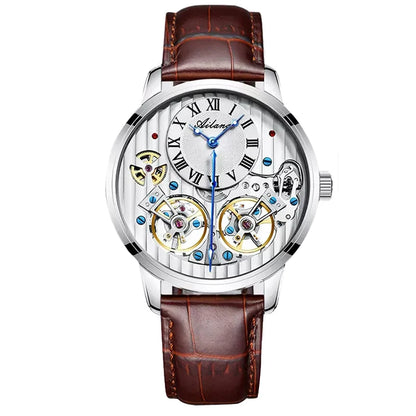 AILANG Top Brand Luxury Watch Men Automatic Luminous Black Clock Men Double Tourbillon Waterproof Mechanical Watch Relogio