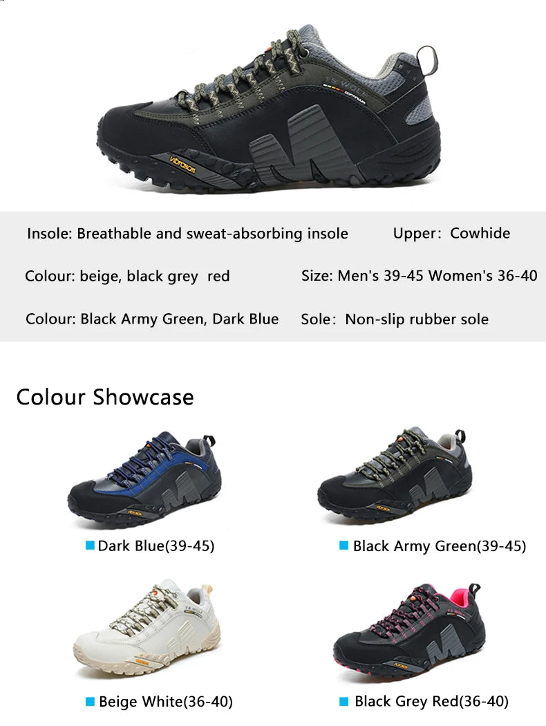 Mountaineering Shoes Men's Genuine Leather Outdoor Sports Anti Slip Mountaineering Hiking Shoes Breathable Tourism Shoes