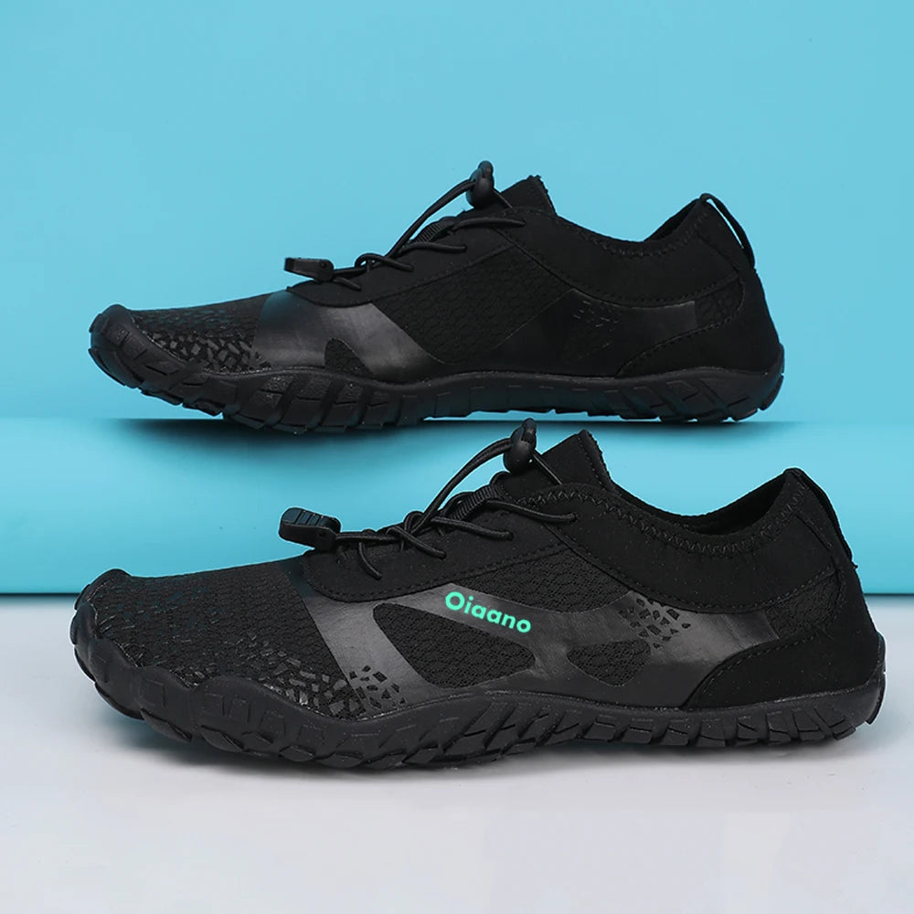 Oiaano Barfußschuhe mit breiter Zehenbox, schwarz, für Damen und Herren, Unisex-Sportsneaker, Aqua-Strandschuhe mit weicher Sohle, leicht und atmungsaktiv