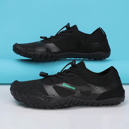 Oiaano Barfußschuhe mit breiter Zehenbox, schwarz, für Damen und Herren, Unisex-Sportsneaker, Aqua-Strandschuhe mit weicher Sohle, leicht und atmungsaktiv