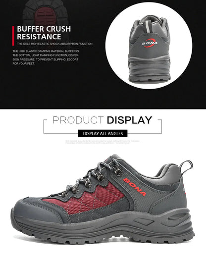 BONA 2023 New Designers Hiking Shoes Trekking Sneakers Men Shoes Man Trekking Walking Mansculino Fishing Camping Jogging Shoes