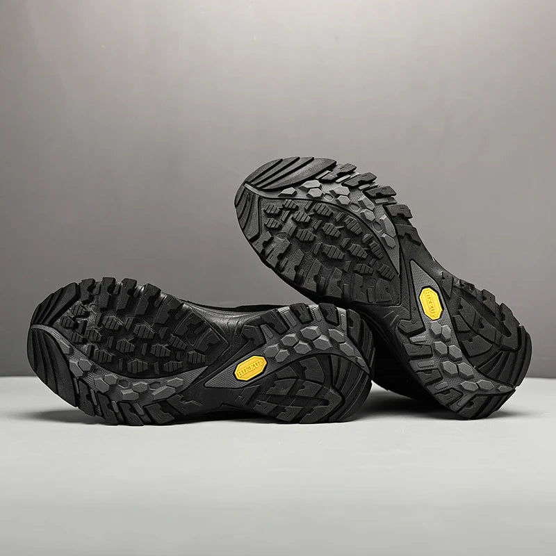 HIKEUP Scarponi da trekking da uomo alti, scarpe invernali da outdoor, con lacci, antiscivolo, sportive, casual, da trekking, in pelle scamosciata, calde