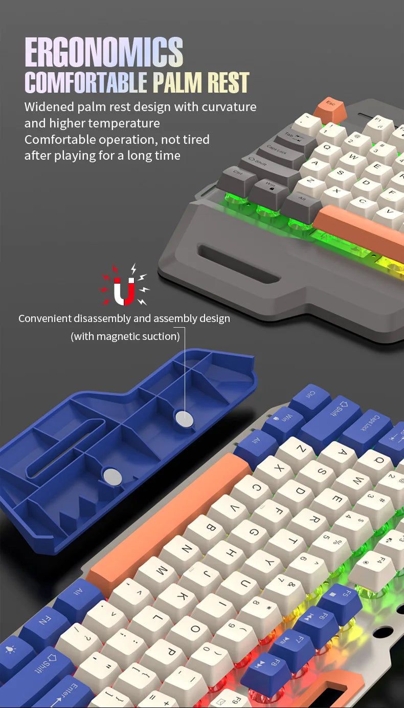 Russian Gaming Keyboard With Russian Layout Spanish Arabic Korean Keyboard Mouse Gamer 104 Keys 100% Layout Wired RGB Light K90