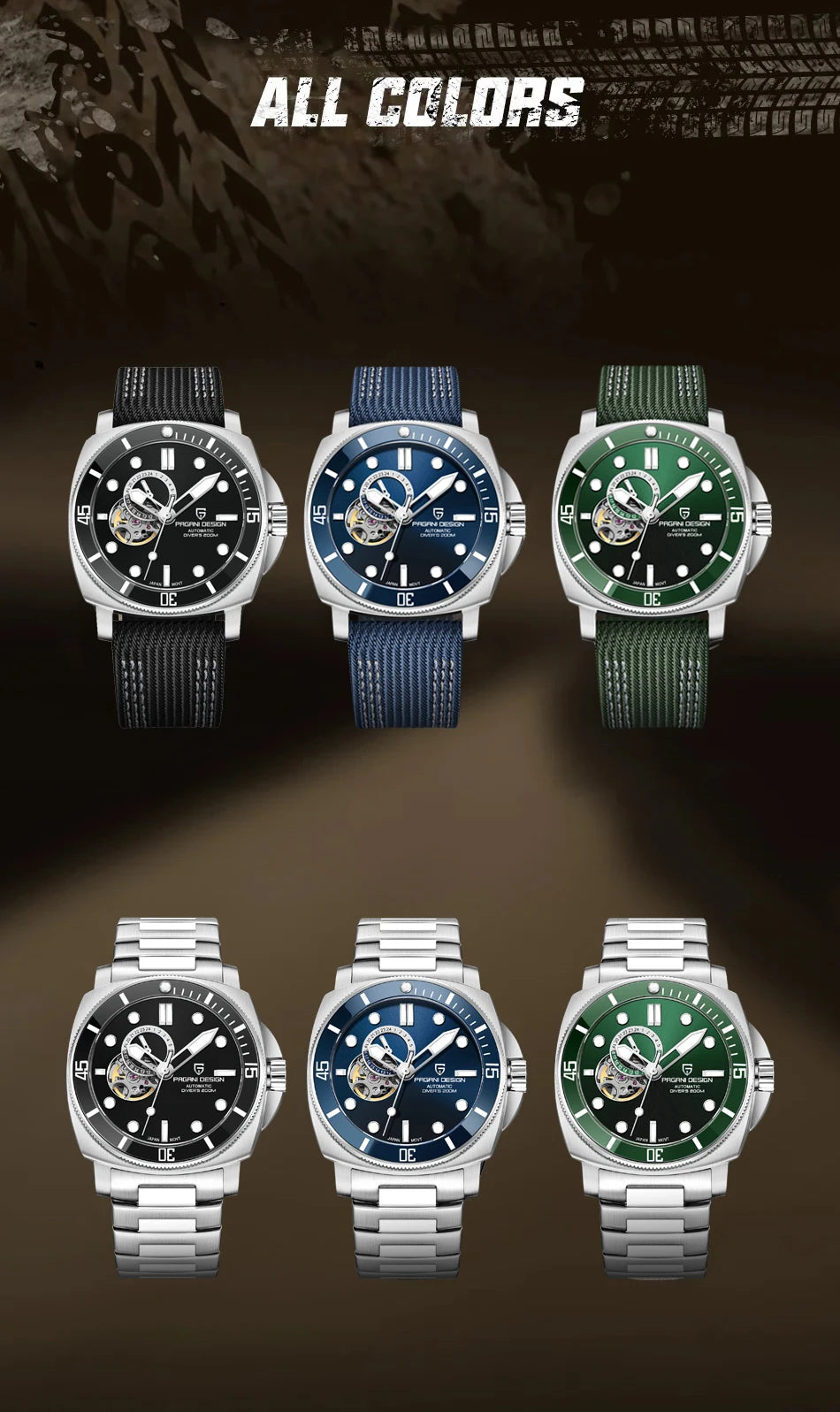 PD1736 PAGANI DESIGN 2025 Men Automatic Mechanical Watches Casual Fashion Sapphire Stainless Steel Diving TMI NH39 Reloj Hombre