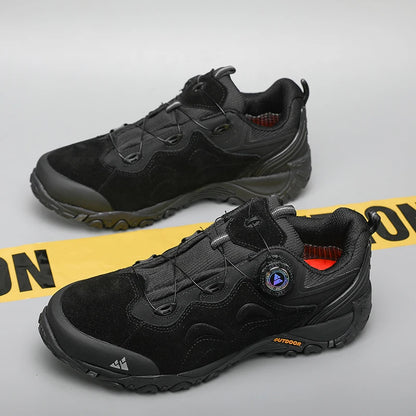 HIKEUP: Zapatos de piel para hombre, zapatillas de senderismo para actividades al aire libre, zapatillas de trekking para turismo, zapatillas de trail running para escalada y montaña, tensor
