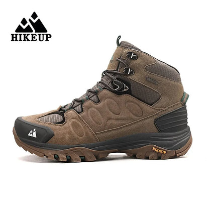 HIKEUP Scarponi da trekking da uomo alti, scarpe invernali da outdoor, con lacci, antiscivolo, sportive, casual, da trekking, in pelle scamosciata, calde