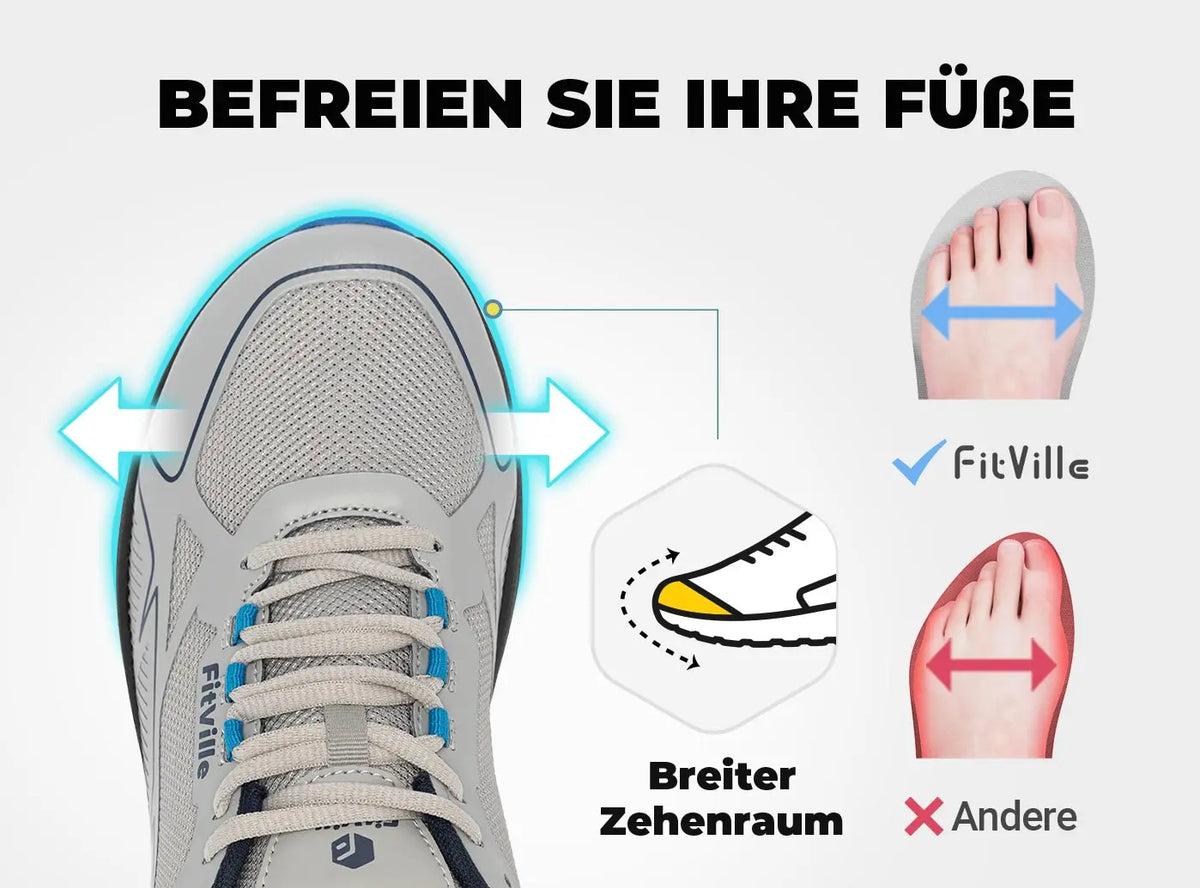 FitVille protiskluzové běžecké boty na trail, pánské tenisky, extra široké, lehké, pro muže s oteklými nohami, s podporou klenby, pro úlevu od bolesti