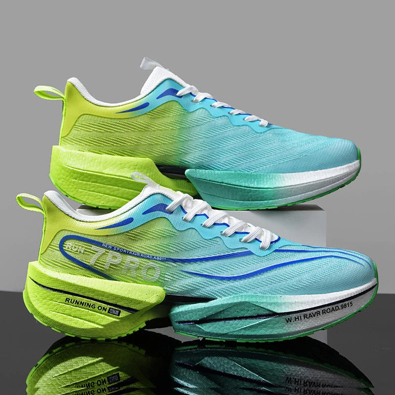 Sneakers da uomo con soletta in carbonio, scarpe sportive da esterno con suola morbida in rete, scarpe da corsa leggere, antiscivolo, casual, da coppia, da tennis