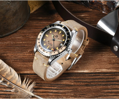 San Martin 2025 Men's Watches, Retro NH34 GMT Sandwich Dial, 40mm Bidirectional Sapphire Bezel, Luxury Sports Watch, 20Bar