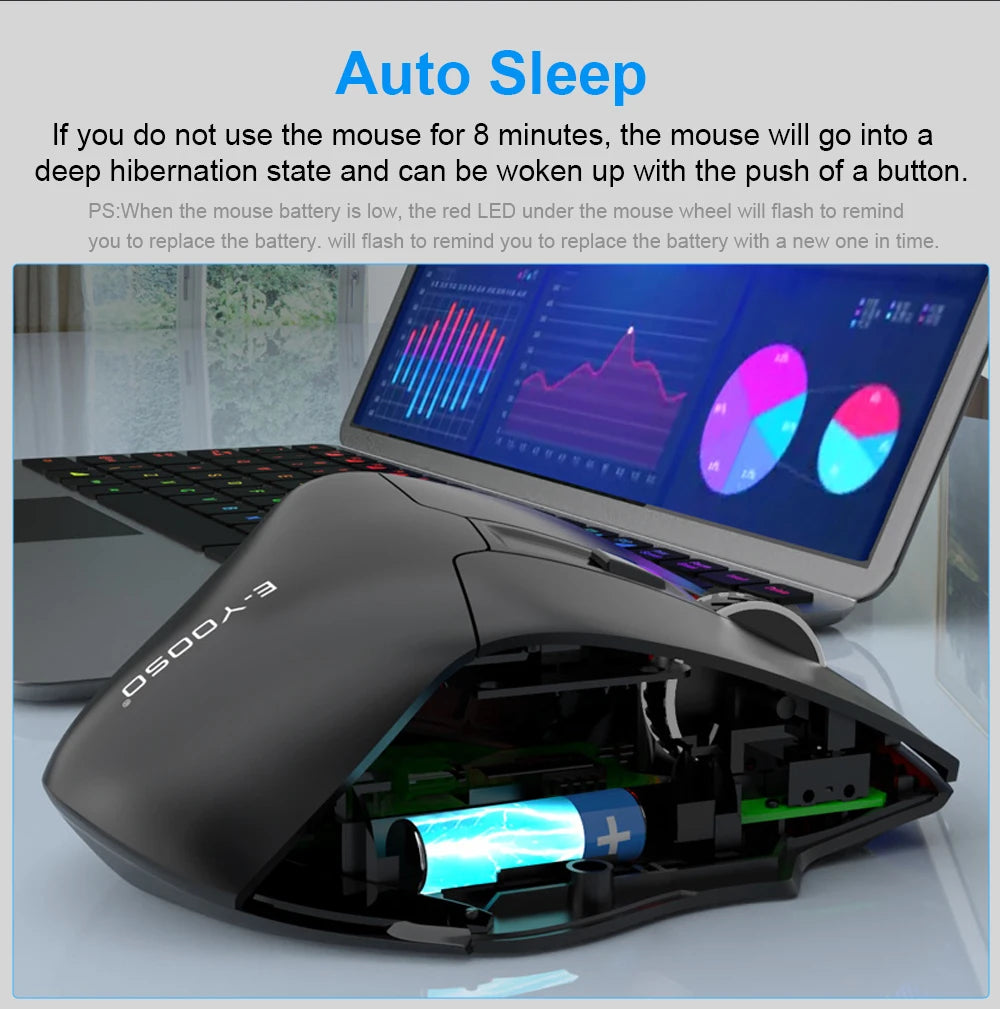 E-YOOSO X-31 Wireless Gaming Mouse for Big Hands, USB 2.4G Ergonomic Gaming Mouse, 4800 DPI Optical Mouse with 5 Buttons for PC & Laptop