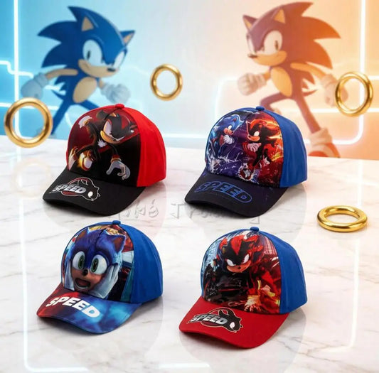 Latest Adjustable 48-54cm Sonic Print Kids' Baseball Cap Anime Tails Knuckles Shadow Sun Hat Blue Hedgehog Baby Outdoor Hat Gift