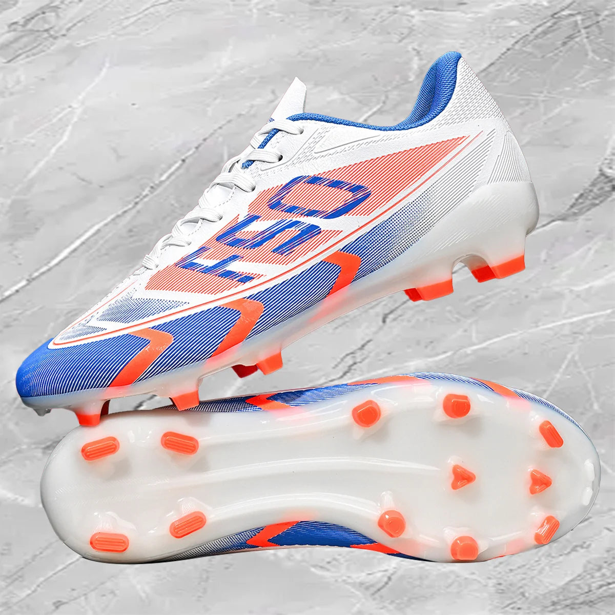 Chaussures de football pour hommes, crampons AG FG, semelle en caoutchouc durable, tige en PU léger, chaussures de football pour adultes, idéales pour les matchs sur gazon et les entraînements.