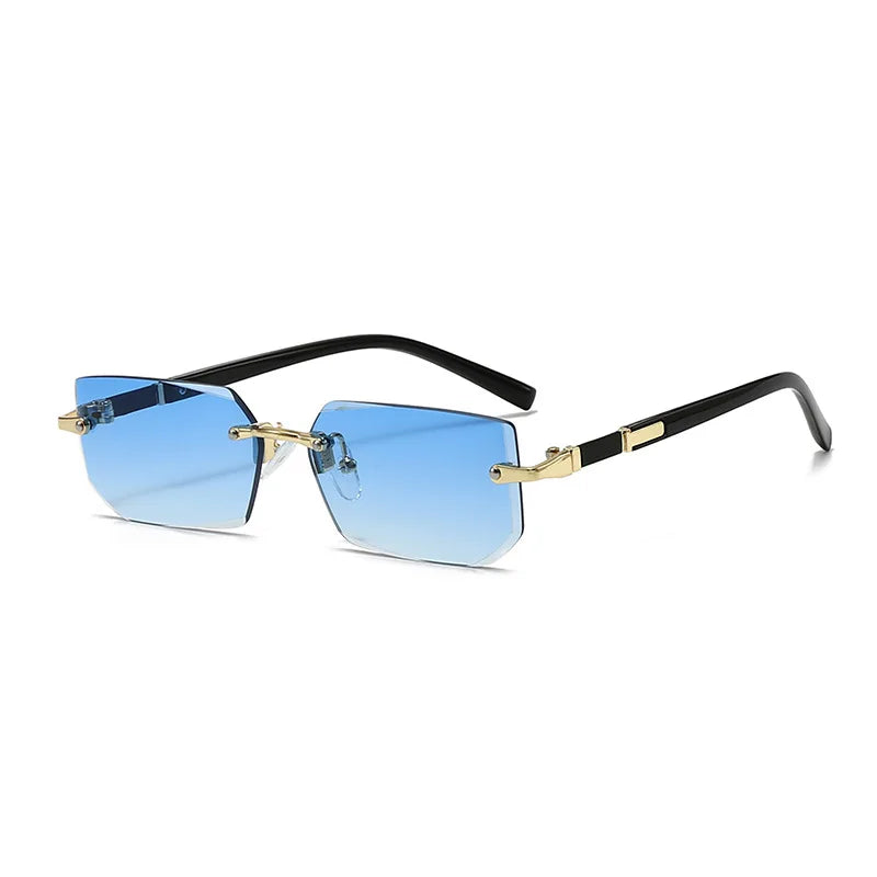 Vintage Rectangle Sunglasses Men New Rimless Fashion Beach Shades Women Trendy Luxury Brand Design Casual Anti-UV Sun Glasses