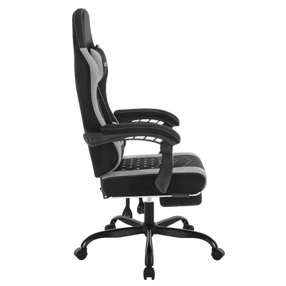 Fotel komputerowy obrotowy WOLTU z funkcją masażu, ergonomiczny fotel biurowy z poduszką i podnóżkiem, gamingowy fotel z regulacją wysokości