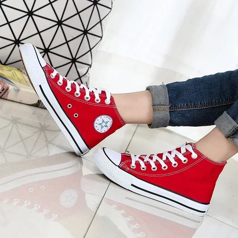 Baskets montantes classiques confortables, chaussures de sport plates, chaussures de marche confortables, mode respirante, toile de loisirs canisée, nouveau