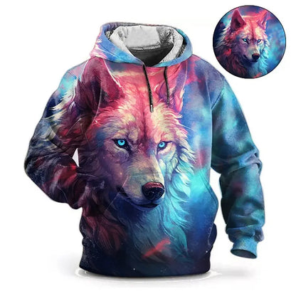 Hoodie med dyremotiv til mænd – ulvemønster – højkvalitets herre-pullover – efterårsmode – street-hoodie – designer – langærmet sportstøj