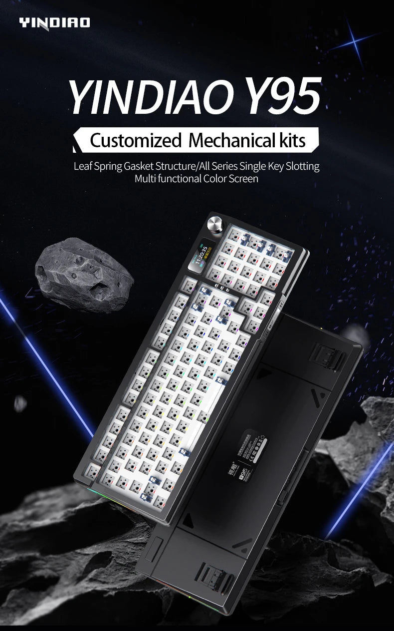 YINDIAOY95 Mechanical Keyboard KIT With Display Screen RGB Backlit Gasket Structure Gaming Hot Swap Keyboard for Customized