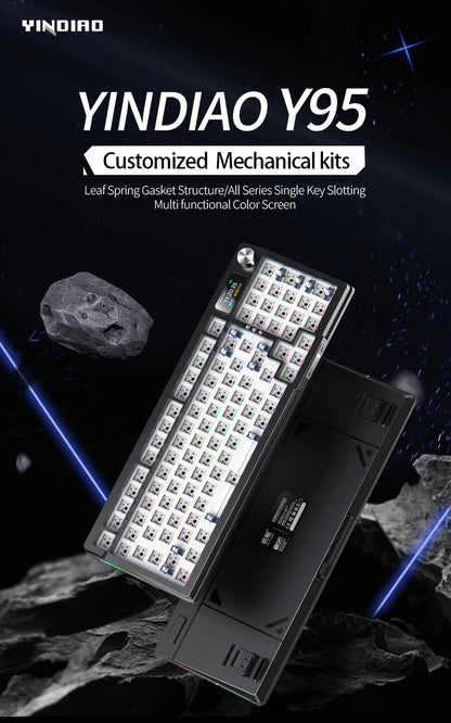Kit de teclado YINDIAOY95 Hotswap con pantalla TFT, retroiluminación RGB completa, 2.4GHz, Bluetooth inalámbrico, teclado mecánico DIY personalizado