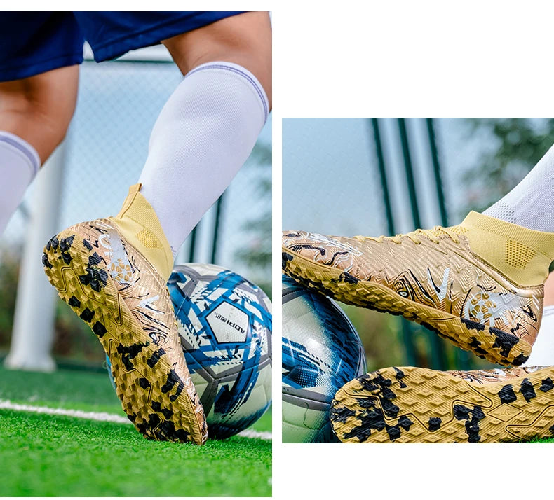 Chaussures de Football pour hommes et femmes, chaussures d'extérieur AG/FG, bottes de Football respirantes, ultralégères, antidérapantes, chaussures d'entraînement de Futsal