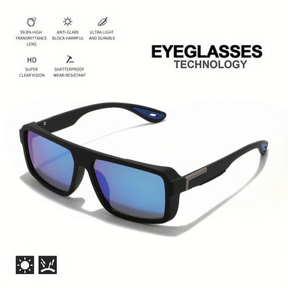 Classic Retro Punk Polarized Square Sunglasses - UV400 Unisex for Daily Casual, Outdoor Sports, Fishing & Driving