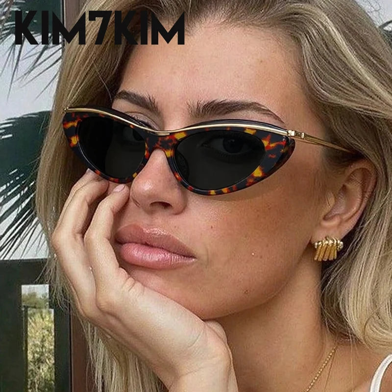 Fashion Small Cat Eye Sunglasses Women 2026 Luxury Brand Punk Metal Frame Sunglass Vintage Sexy Traveling Eyewear UV400 Shades