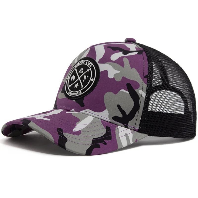 Summer Mesh Baseball Cap Women Men ENJOY LIFE Letter Patch Snapback Hat Casual Breathable Unisex Street Hip Hop Trucker Caps