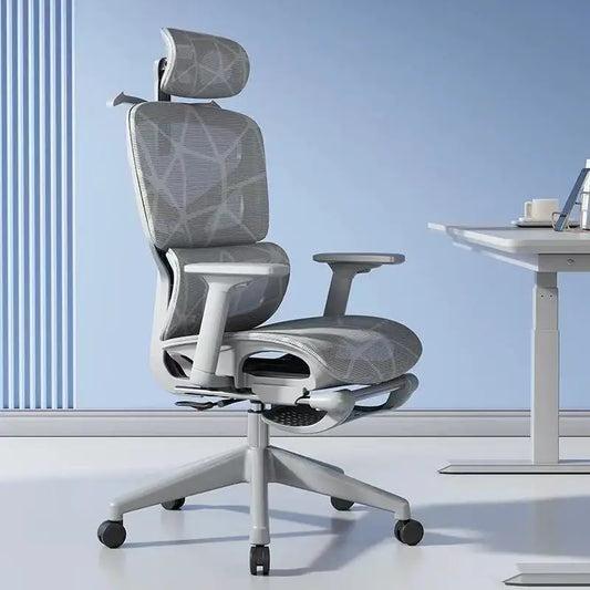 Adjustable Ergonomic Mesh Office Chair, Breathable High Back Computer Desk Chair with 6D Lumbar Support & Retractable Footrest