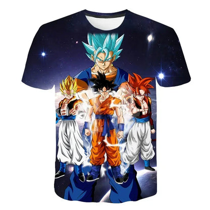 Dragon Ball Goku Cosplay T Shirts Super Saiyan Boys Kids Clothes Short Sleeve T-shirt White Black Orange Breathable Jersey