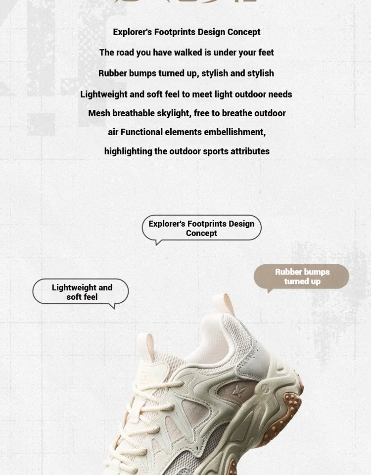 Xtep Casual Shoes Spring And Summer Lightweight Sports Shoes Thick Sole Fashionable Street Style Sneakers 875319320004