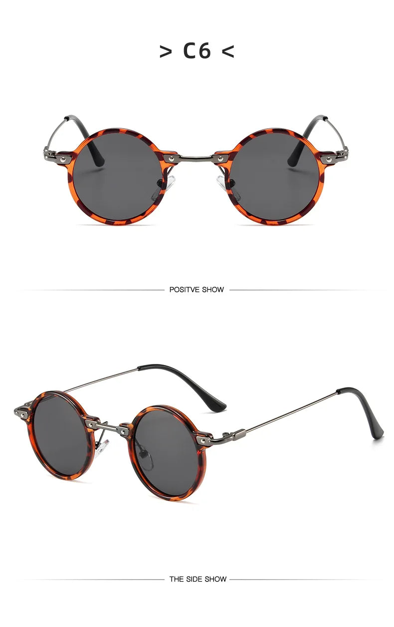 Occhiali da sole rotondi per uomo e donna, occhiali da sole retrò in stile steampunk, occhiali da sole da uomo e da donna, occhiali da sole di marca, montatura in metallo, occhiali da sole