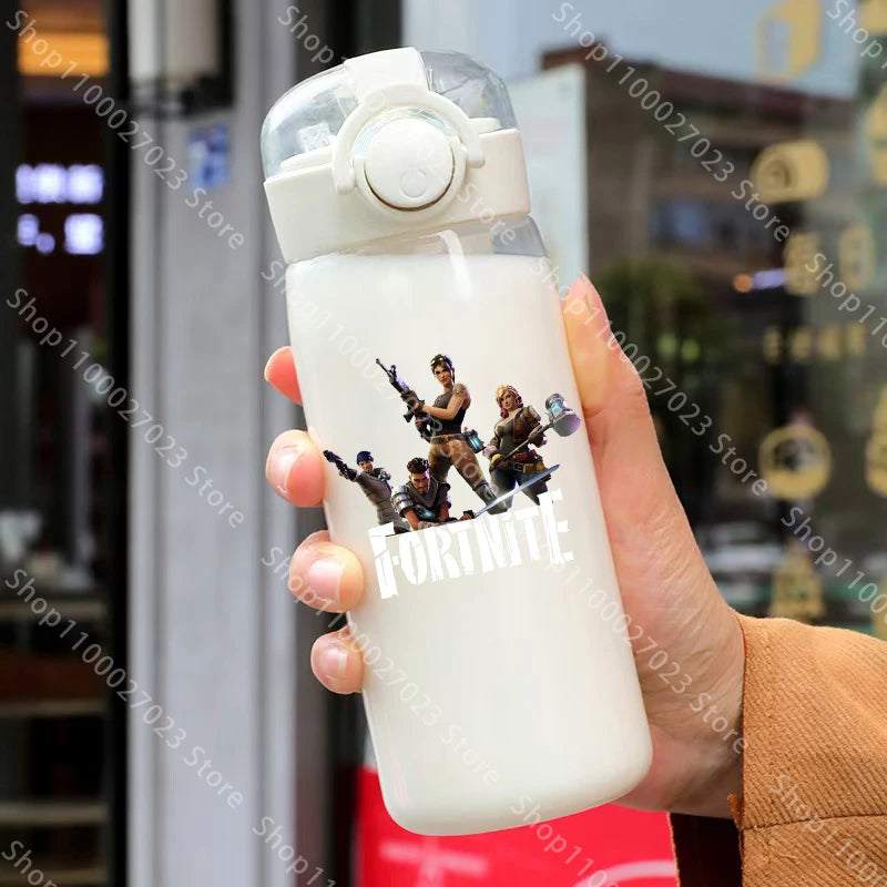 400ML Fortnites 18CM Straw Cup for Adult Boys Girls Cute Water Cup Cartoon Students Drop-Resistant Water Bottle Portable Gifts