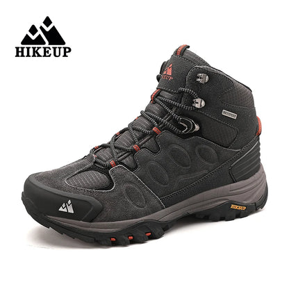 HIKEUP Scarponi da trekking da uomo alti, scarpe invernali da outdoor, con lacci, antiscivolo, sportive, casual, da trekking, in pelle scamosciata, calde