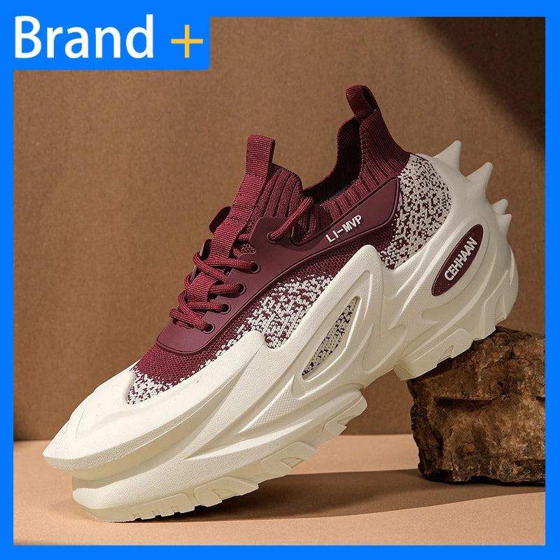 Męskie buty sportowe z elastyczną, grubą podeszwą, antypoślizgowe buty do ćwiczeń na świeżym powietrzu, uniwersalne buty do codziennego noszenia, modne buty uliczne, buty do spacerów