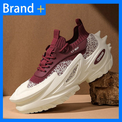 Męskie buty sportowe z elastyczną, grubą podeszwą, antypoślizgowe buty do ćwiczeń na świeżym powietrzu, uniwersalne buty do codziennego noszenia, modne buty uliczne, buty do spacerów