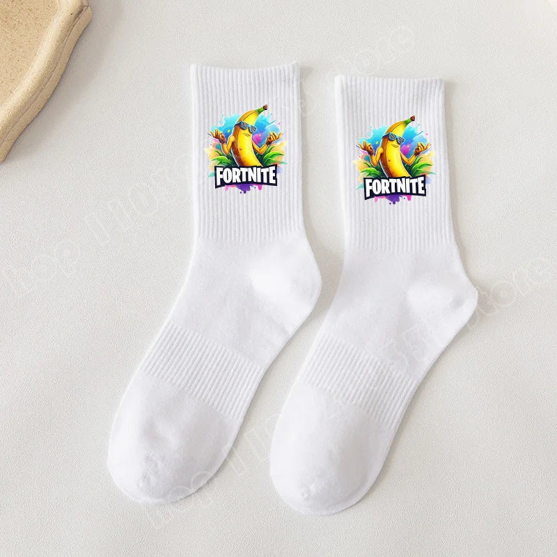 Fortnite Socks Cartoon Game Character Long Socks for Kids and Students in Spring and Autumn Solid Color Cotton Socks Birthday Gifts