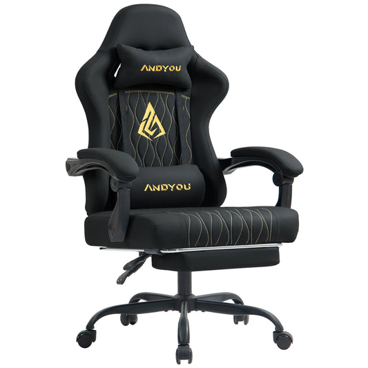 Andyou Ergonomic Gaming Chair - Swivel Reclining Gaming Chair , PU Leather Upholstery, Weight Capacity 150kg