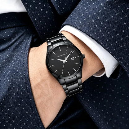 Pánské hodinky Hannah Martin, pouzdro z nerezové oceli, quartzový strojek, ciferník o průměru 41 mm, profesionální styl, s ukazatelem data (imitace)