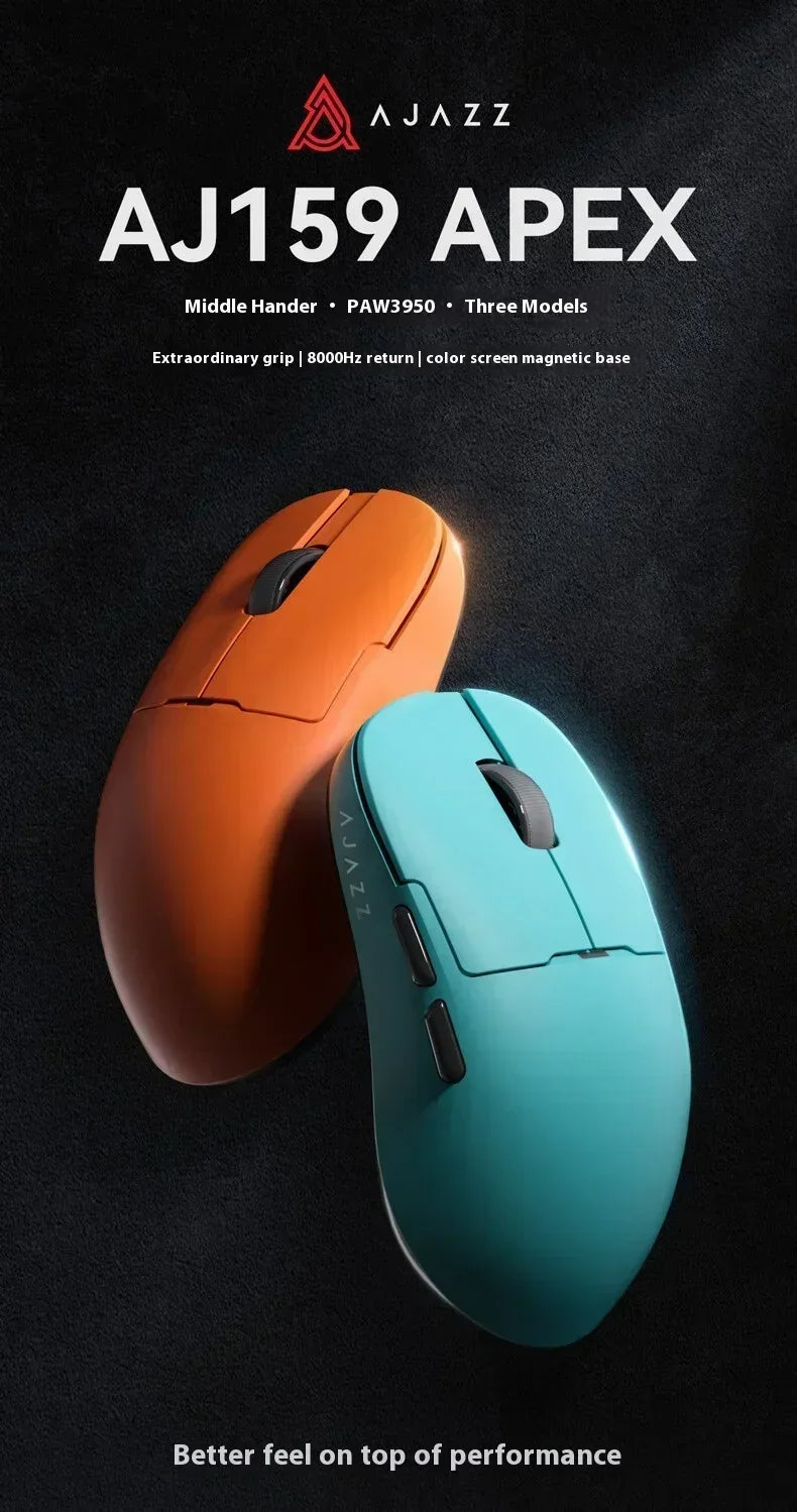 AJAZZ AJ159 APEX Maus Tri-Mode Wireless 8K PAW3950 Sensor Low Latency Gaming-Maus mit Ladestation, anpassbar, leicht, für PC-Gamer